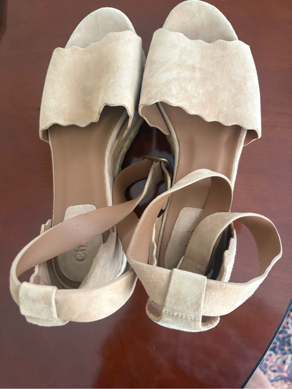 Chloe Lauren suede platform espadrille scallop design. EU 41. Like new condition